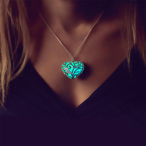 Blue Heart Of The Forest Glowing Necklace