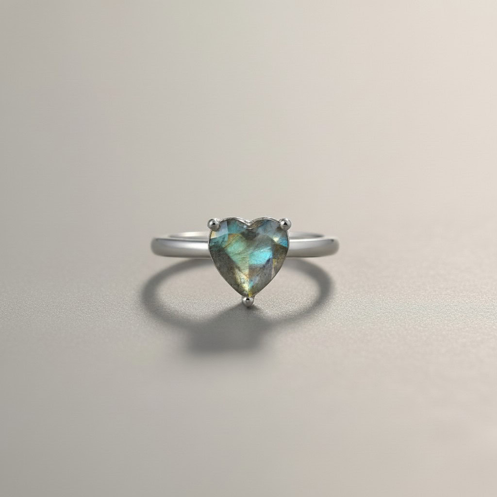 Mystic Heart Labradorite Ring